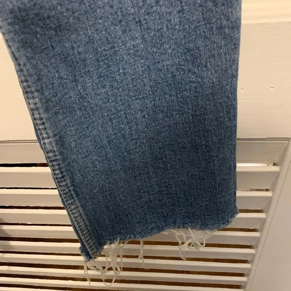 Zara Denim High Rise Jeans Kick Crop Ankle Length Frayed Hem Size 4 - Picture 6 of 6